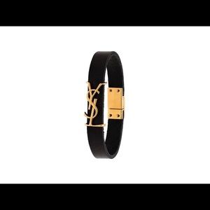 NWT SAINT LAURENT logo buckled leather bracelet